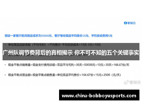 广州队调节费背后的真相揭示 你不可不知的五个关键事实